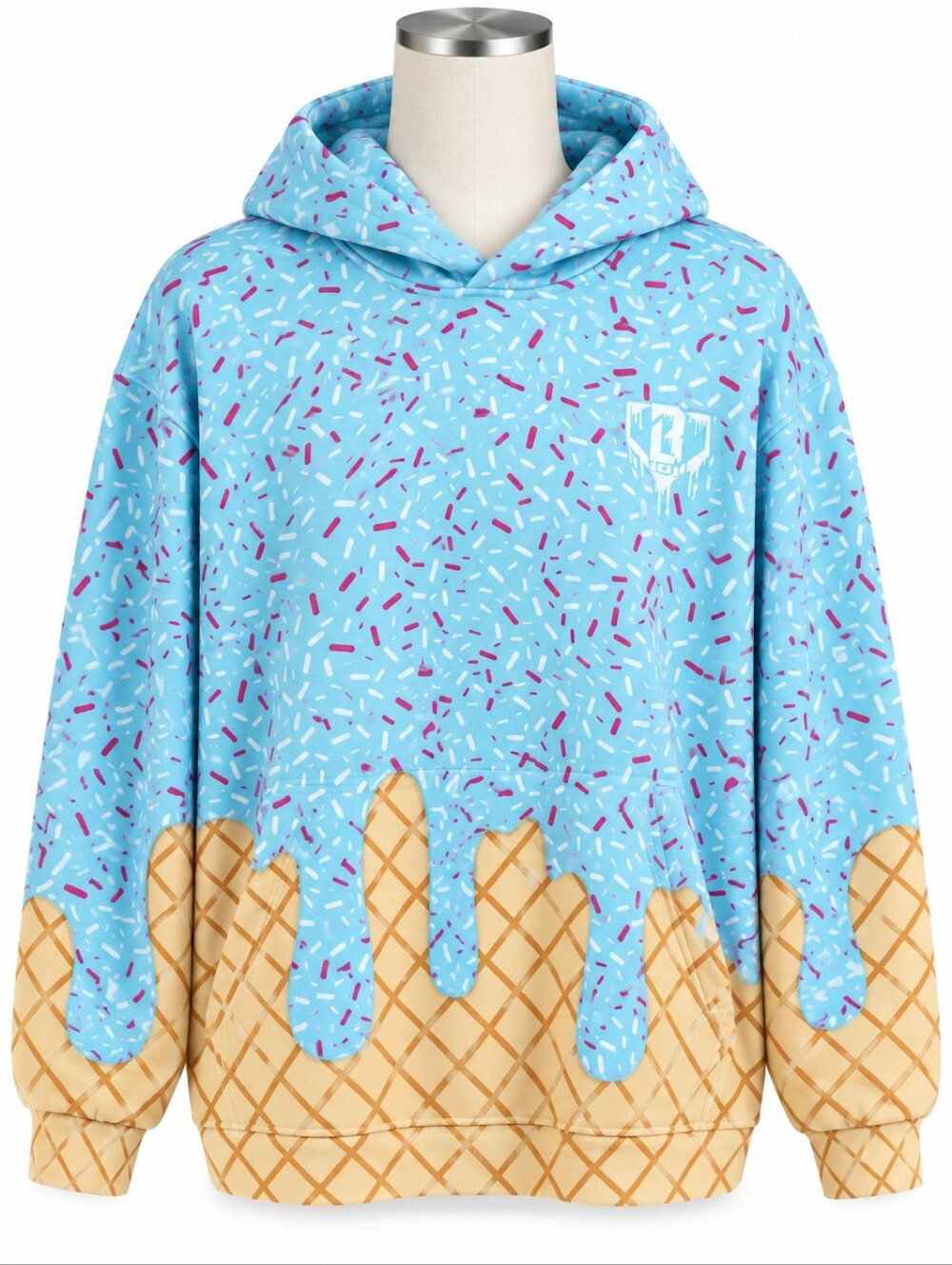 Baseball Lifestyle 101 Ice Cream Hoodie Mens 2XL NWT Cotton Candy Waffle Cone